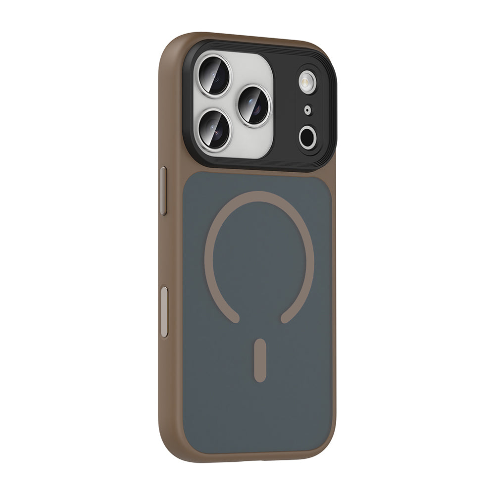 Apple iPhone 17 Pro Max Kılıf Mat Arka Yüzey Wireless Şarj Özellikli Zore Flet M-safe Kapak Gri