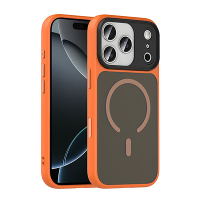 Apple iPhone 17 Pro Max Kılıf Mat Arka Yüzey Wireless Şarj Özellikli Zore Flet M-safe Kapak Desert Titanyum