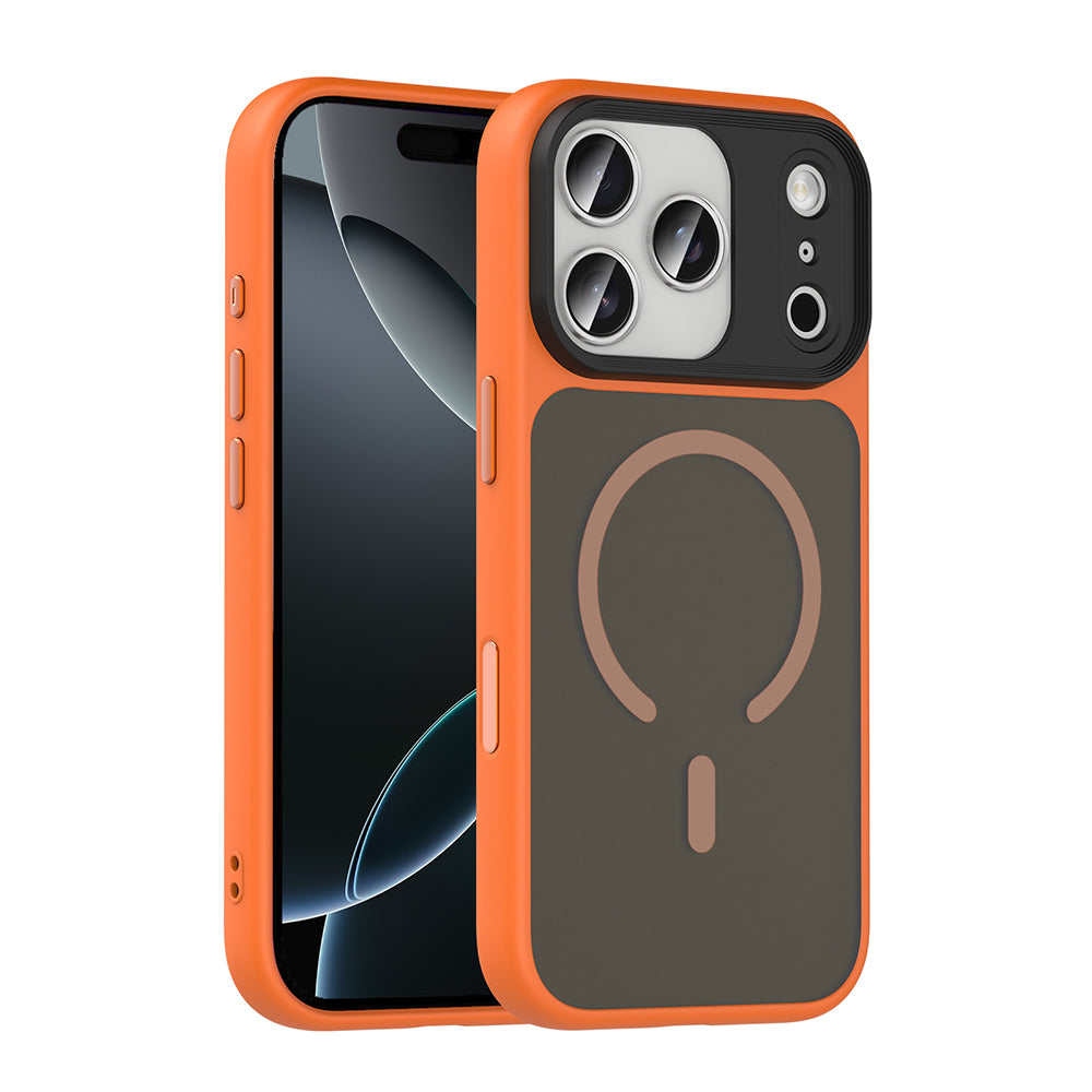 Apple iPhone 17 Pro Max Kılıf Mat Arka Yüzey Wireless Şarj Özellikli Zore Flet M-safe Kapak Gri