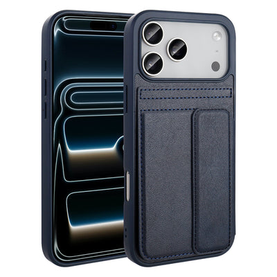 Apple iPhone 17 Pro Max Kılıf PU Deri Kartlıklı Zore Sevilla Kapak Lacivert