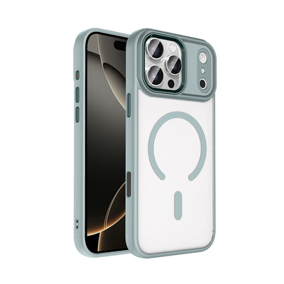 Apple iPhone 17 Pro Max Kılıf Wireless Şarj Özellikli Zore Krom M-safe Silikon Kapak Gri