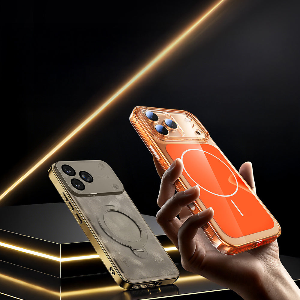 Apple iPhone 17 Pro Max Kılıf Zore M-safe Şarj Özellikli Şeffaf Kamera Kontrol Butonlu Lugano Kapak Lacivert