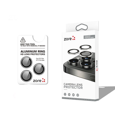 Apple iPhone 17 Pro Max Zore CL-12 Premium Safir Parmak İzi Bırakmayan Anti-Reflective Kamera Lens Koruyucu Titanyum-Gri