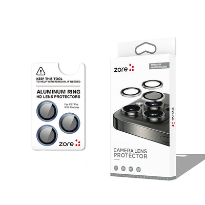 Apple iPhone 17 Pro Max Zore CL-12 Premium Safir Parmak İzi Bırakmayan Anti-Reflective Kamera Lens Koruyucu Lacivert