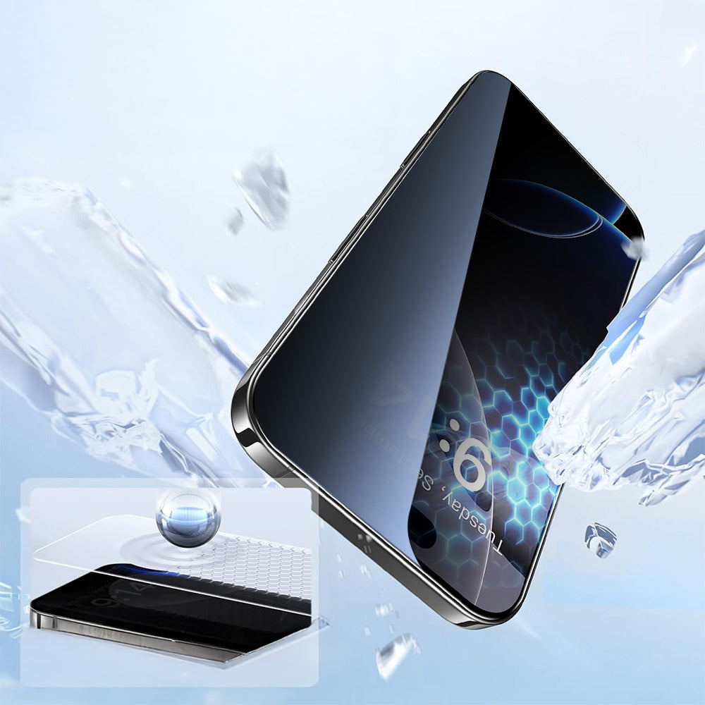 Apple iPhone 17 Zore 2.5D Oliv Privacy Temperli Cam Ekran Koruyucu + Kolay Uygulama Aparatı Siyah