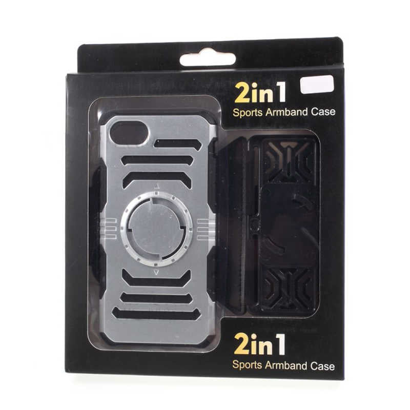 Apple iPhone 5 Kılıf Zore 2 in 1 Kol Bandı Füme