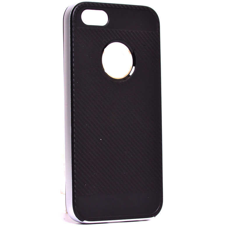 Apple iPhone 5 Kılıf Zore İnce Mono Karbon Silikon Kapak Gri