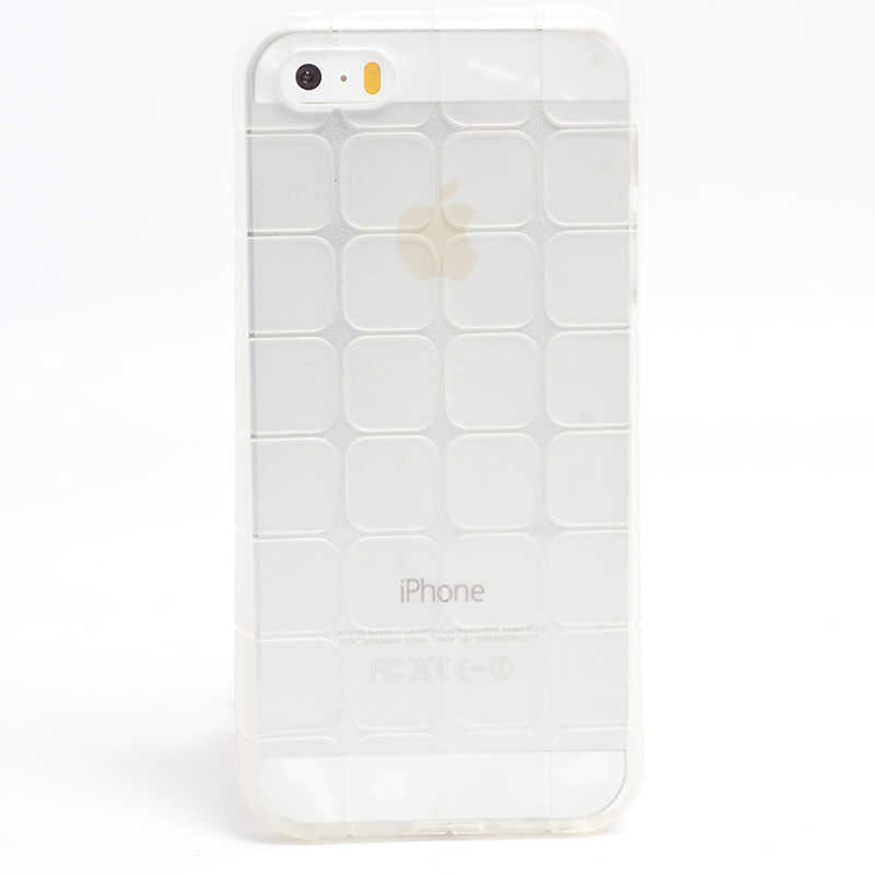 Apple iPhone 5 Kılıf Zore Kare Kabartmalı Silikon Renksiz