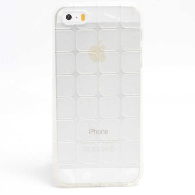 Apple iPhone 5 Kılıf Zore Kare Kabartmalı Silikon Renksiz