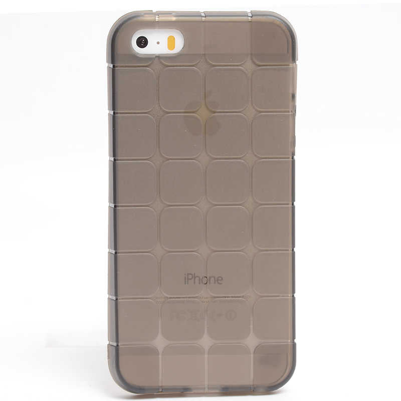 Apple iPhone 5 Kılıf Zore Kare Kabartmalı Silikon Siyah