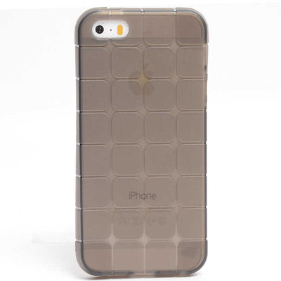 Apple iPhone 5 Kılıf Zore Kare Kabartmalı Silikon Siyah