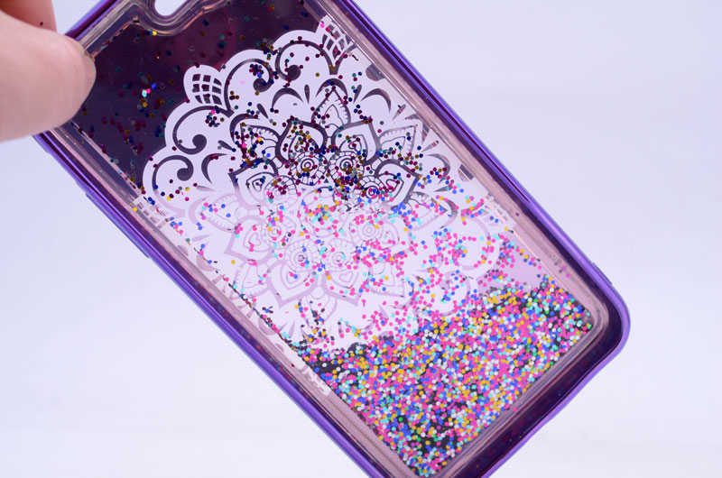 Apple iPhone 5 Kılıf Zore Lazer Çiçekli Sıvılı Silikon Gold