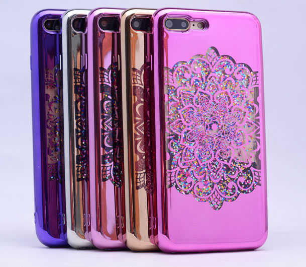 Apple iPhone 5 Kılıf Zore Lazer Çiçekli Sıvılı Silikon Gold