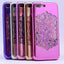 Apple iPhone 5 Kılıf Zore Lazer Çiçekli Sıvılı Silikon Pembe Açık