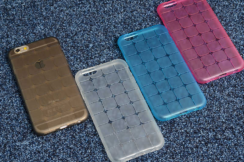 Apple iPhone 6 Kılıf Zore Kare Kabartmalı Silikon Pembe