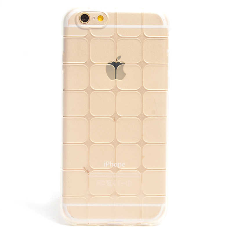Apple iPhone 6 Kılıf Zore Kare Kabartmalı Silikon Gold