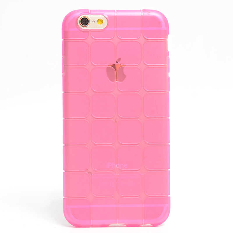 Apple iPhone 6 Kılıf Zore Kare Kabartmalı Silikon Pembe