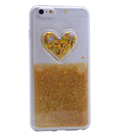 Apple iPhone 6 Plus Kılıf Zore Kalpli Silikon Gold