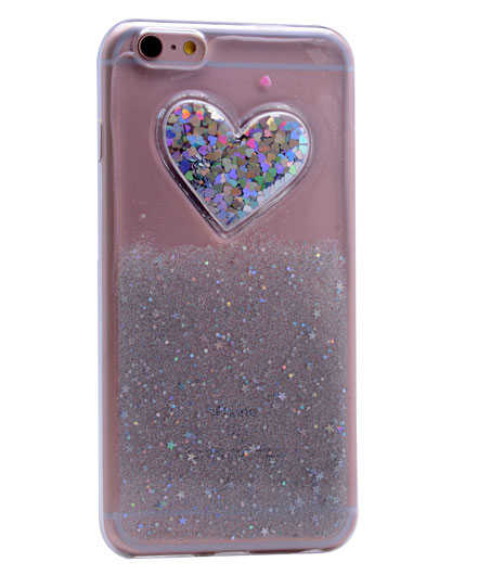 Apple iPhone 6 Plus Kılıf Zore Kalpli Silikon Gri