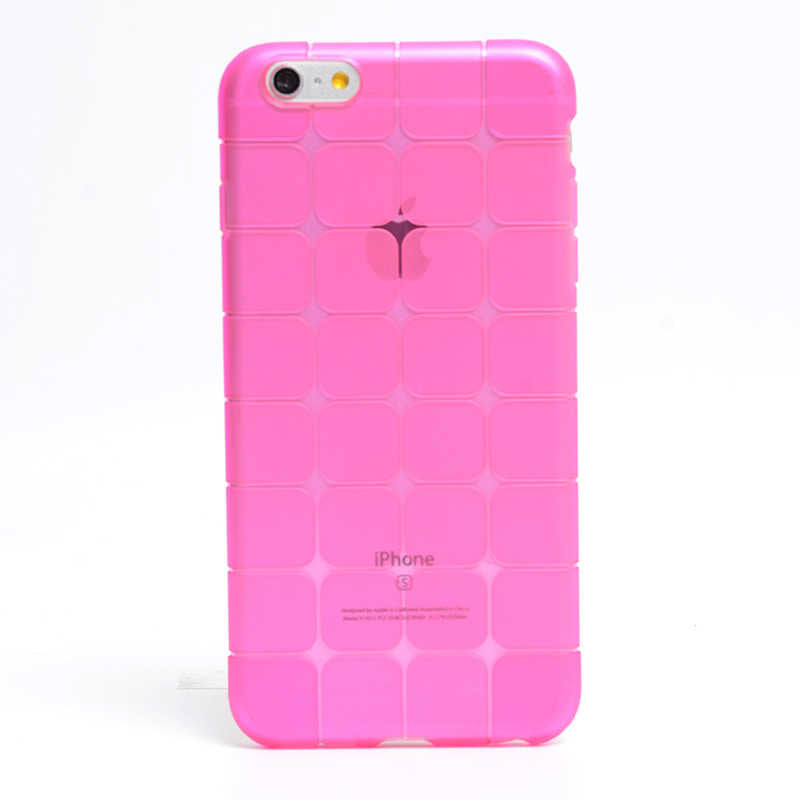 Apple iPhone 6 Plus Kılıf Zore Kare Kabartmalı Silikon Pembe