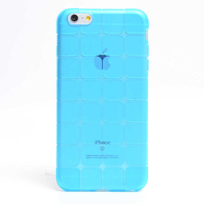 Apple iPhone 6 Plus Kılıf Zore Kare Kabartmalı Silikon Mavi
