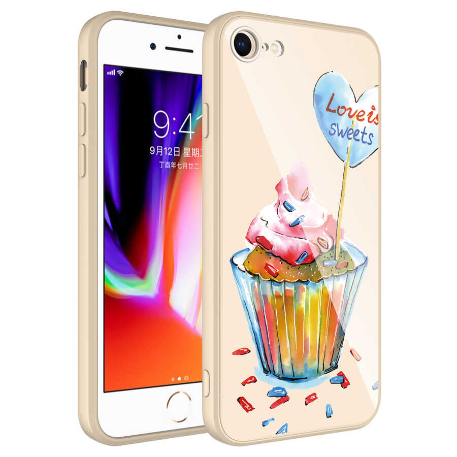 Apple iPhone 7 Kılıf Kamera Korumalı Desenli Sert Silikon Zore Epoksi Kapak NO8