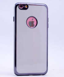 Apple iPhone 7 Kılıf Zore Arkası Parlak 360 Silikon Siyah-Gold