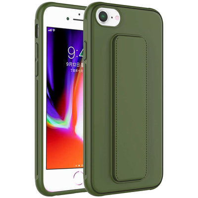 Apple iPhone 7 Kılıf Zore Qstand Kapak Koyu Yeşil