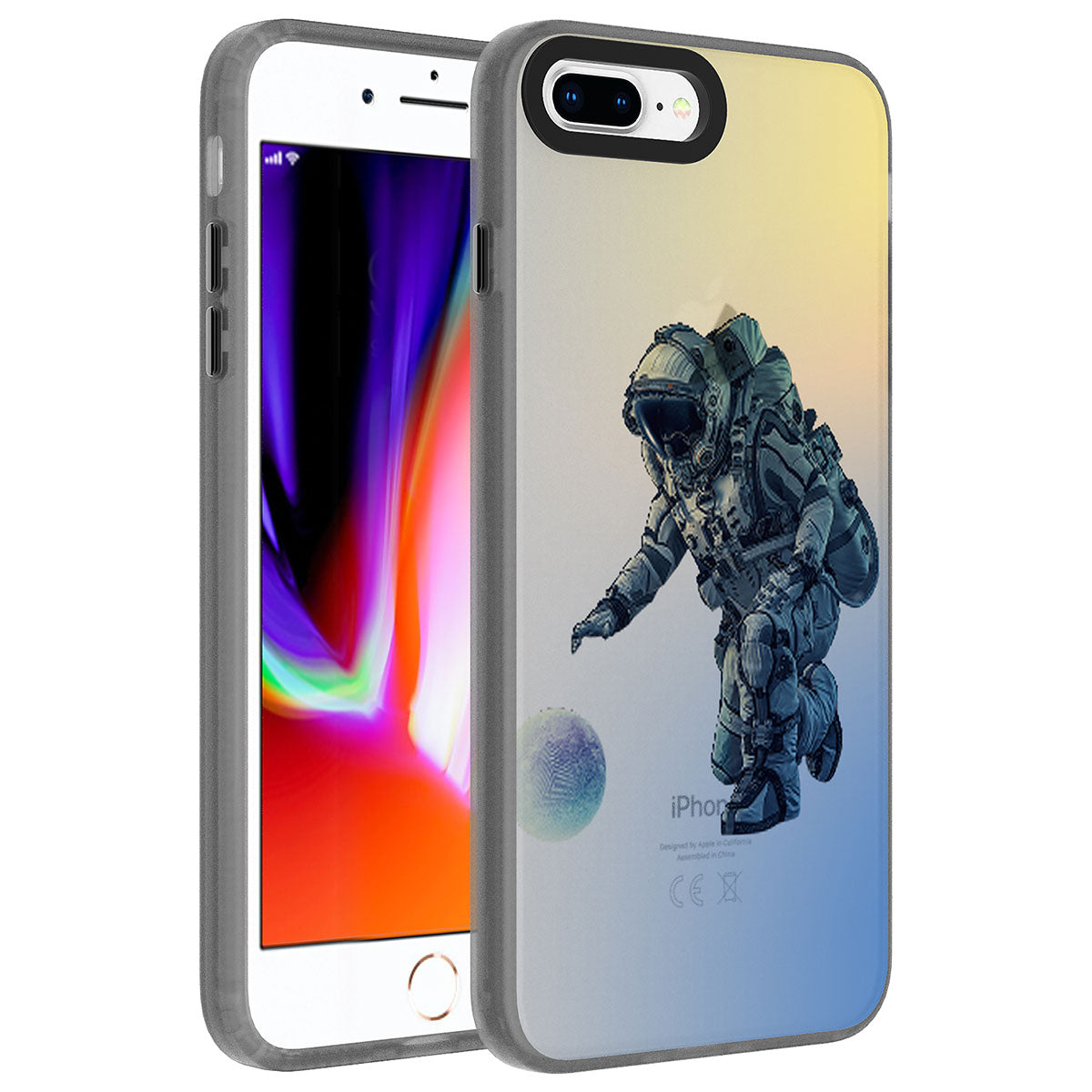 Apple iPhone 7 Plus Kılıf Desenli Zore Dragon Sert Kapak Astronot