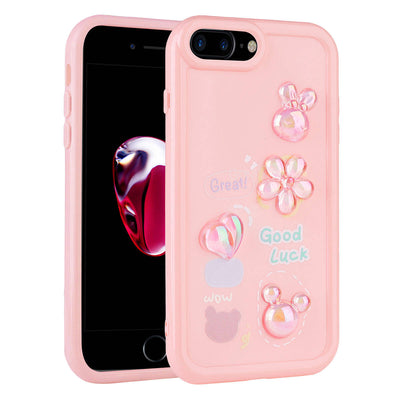 Apple iPhone 7 Plus Kılıf Kabartma Figürlü Parlak Zore Toys Silikon Kapak Açık Yeşil
