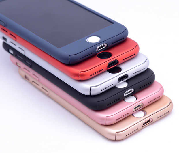 Apple iPhone 7 Plus Kılıf Zore 360 3 Parçalı Rubber Kapak Kırmızı