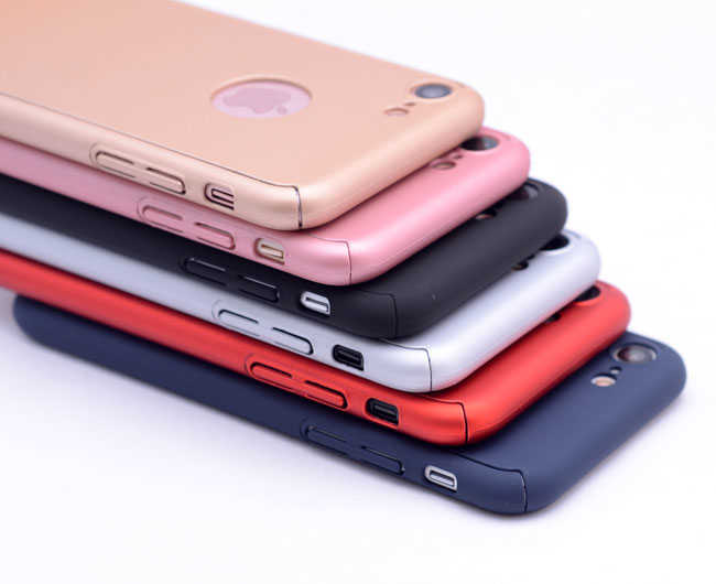 Apple iPhone 7 Plus Kılıf Zore 360 3 Parçalı Rubber Kapak Kırmızı