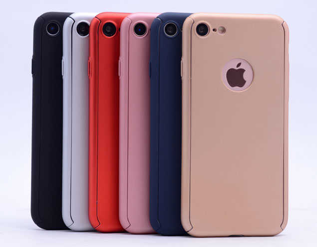 Apple iPhone 7 Plus Kılıf Zore 360 3 Parçalı Rubber Kapak Gold