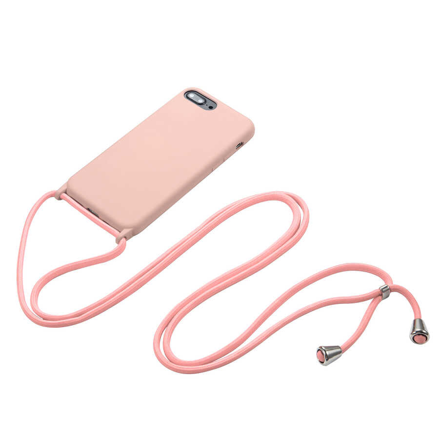 Apple iPhone 7 Plus Kılıf Zore Ropi Kapak Pembe Açık