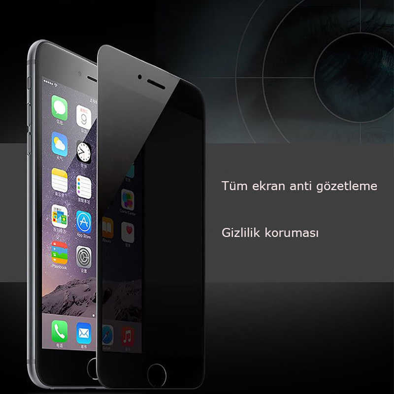 Apple iPhone 7 Zore Kor Privacy Cam Ekran Koruyucu Beyaz