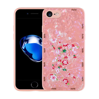 Apple iPhone 8 Kılıf Desenli Sert Silikon Zore Mumila Kapak Pink Flower