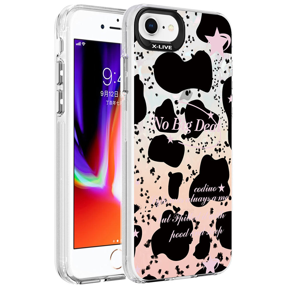 Apple iPhone 8 Kılıf Mermer Desenli Zore Marbello Kapak Siyah-Beyaz