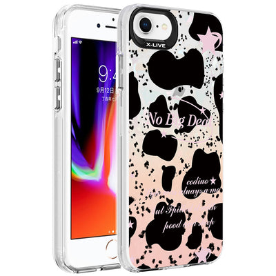 Apple iPhone 8 Kılıf Mermer Desenli Zore Marbello Kapak Siyah-Beyaz