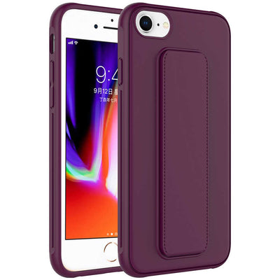 Apple iPhone 8 Kılıf Zore Qstand Kapak Mürdüm