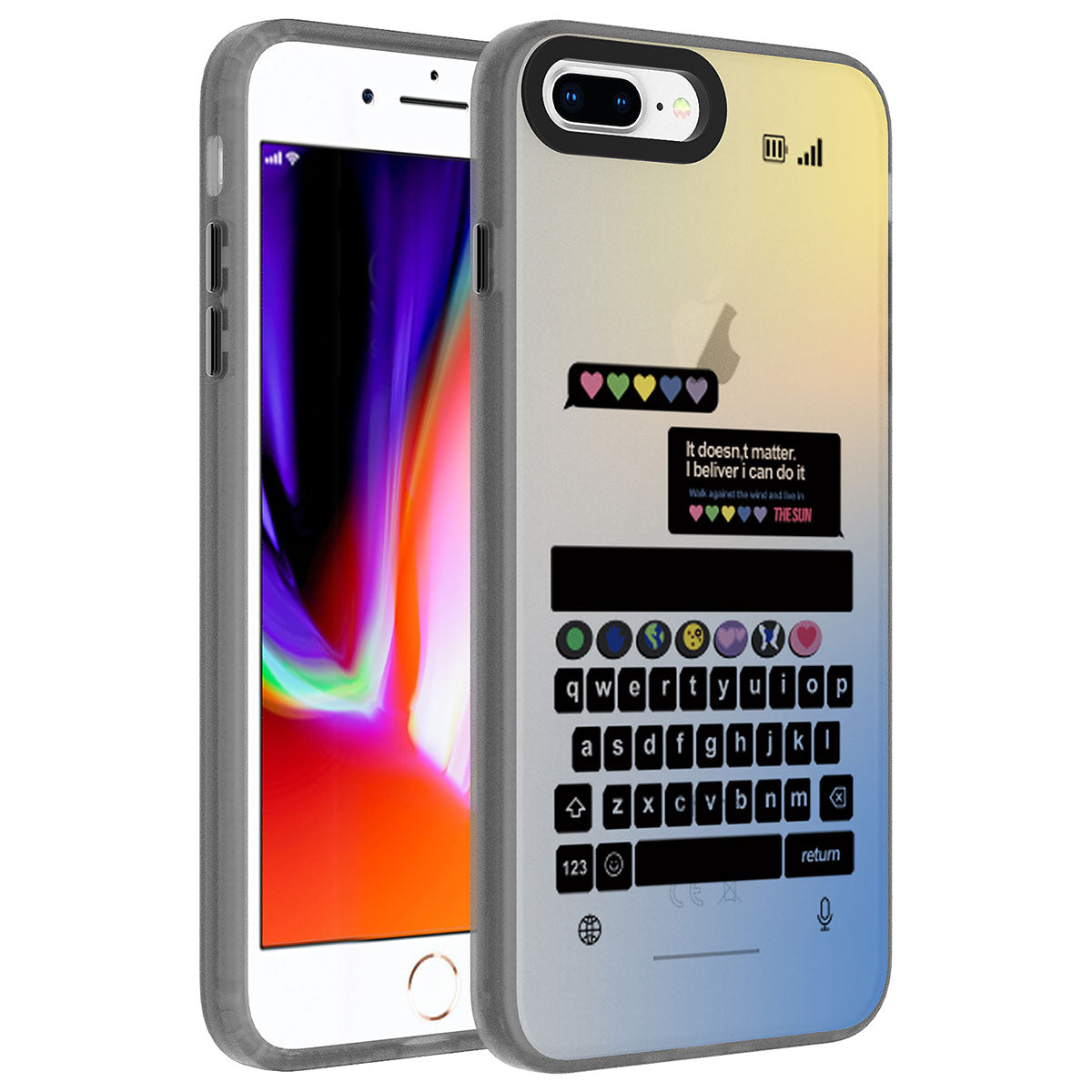 Apple iPhone 8 Plus Kılıf Desenli Zore Dragon Sert Kapak Kelimeler