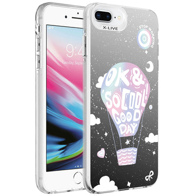 Apple iPhone 8 Plus Kılıf Desenli Zore Silver Sert Kapak Balon