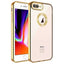 Apple iPhone 8 Plus Kılıf Kamera Korumalı Logo Gösteren Zore Omega Kapak Gold