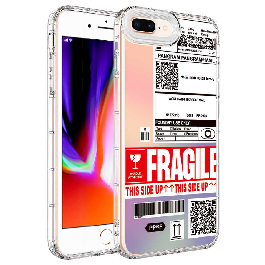 Apple iPhone 8 Plus Kılıf Kamera Korumalı Renkli Desenli Sert Silikon Zore Korn Kapak NO5