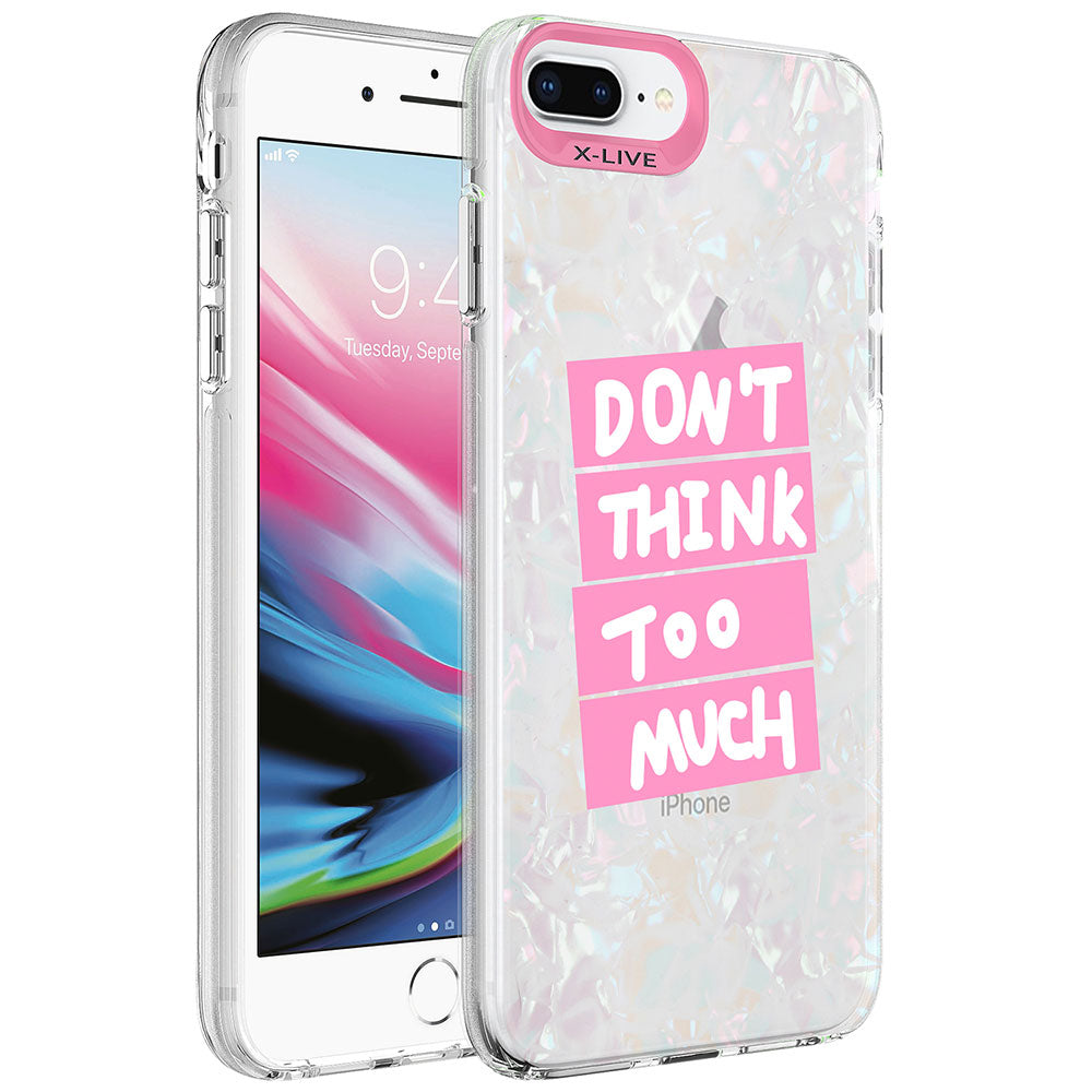 Apple iPhone 8 Plus Kılıf Mermer Desenli Zore Marbello Kapak Pembe