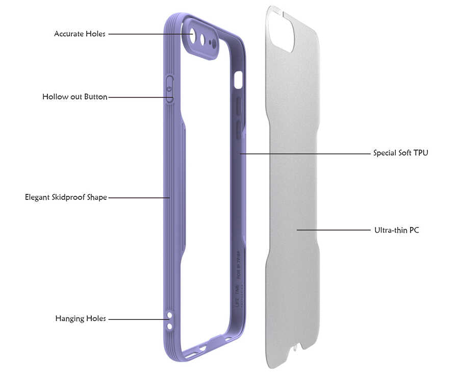 Apple iPhone 8 Plus Kılıf Zore Parfe Kapak Mor