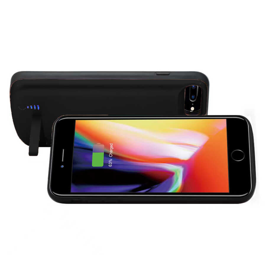 Apple iPhone 8 Plus Zore 8000 mAh Şarjlı Kılıf Siyah