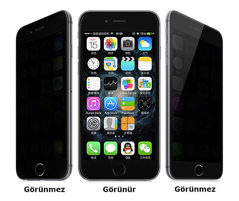 Apple iPhone 8 Plus Zore Kor Privacy Cam Ekran Koruyucu Beyaz