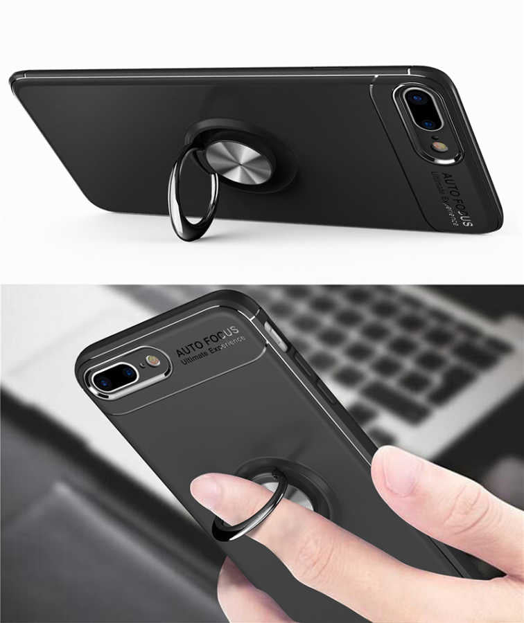 Apple iPhone 8 Plus Kılıf Zore Ravel Silikon Kapak Siyah-Mavi