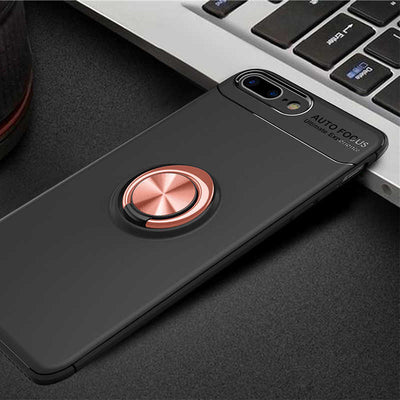 Apple iPhone 8 Plus Kılıf Zore Ravel Silikon Kapak Siyah-Rose Gold