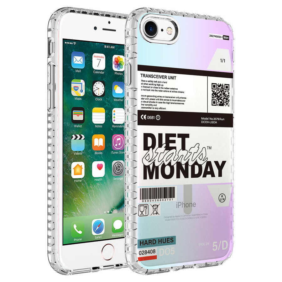 Apple iPhone SE 2020 Kılıf Airbag Kenarlı Renkli Desenli Silikon Zore Elegans Kapak NO5